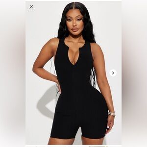 Heather Heavy Ribbed Romper in Black